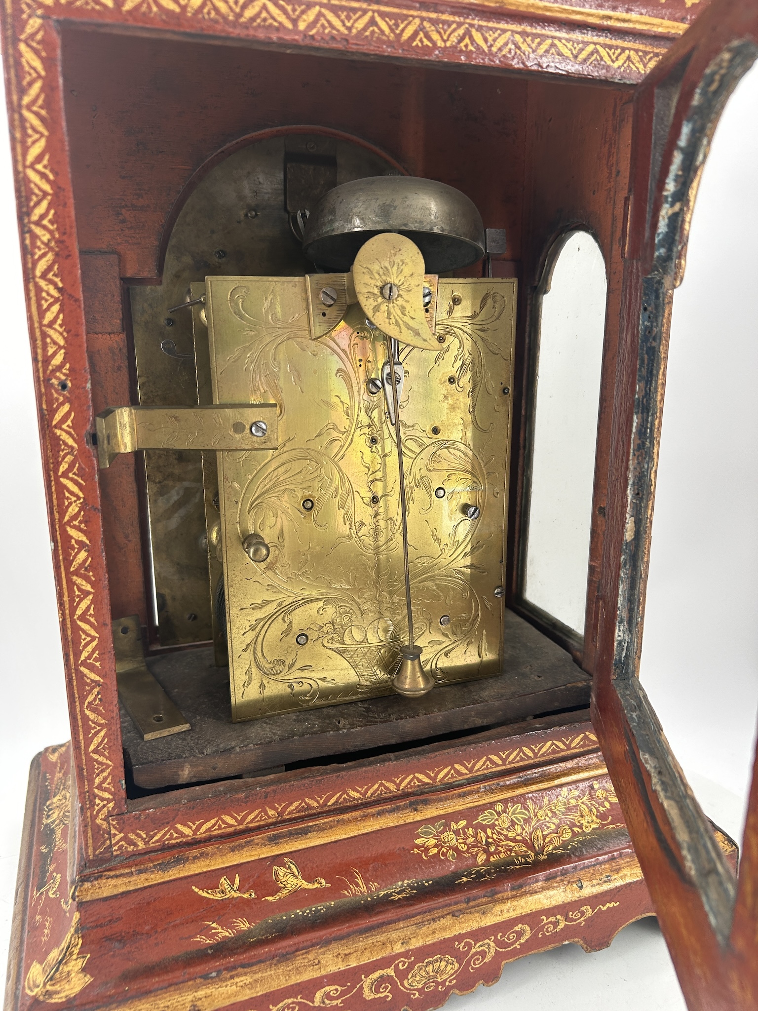 Outstanding Red Chinoiserie English Verge Twin Fusee Bracket Clock – Ca 1760 - Image 11